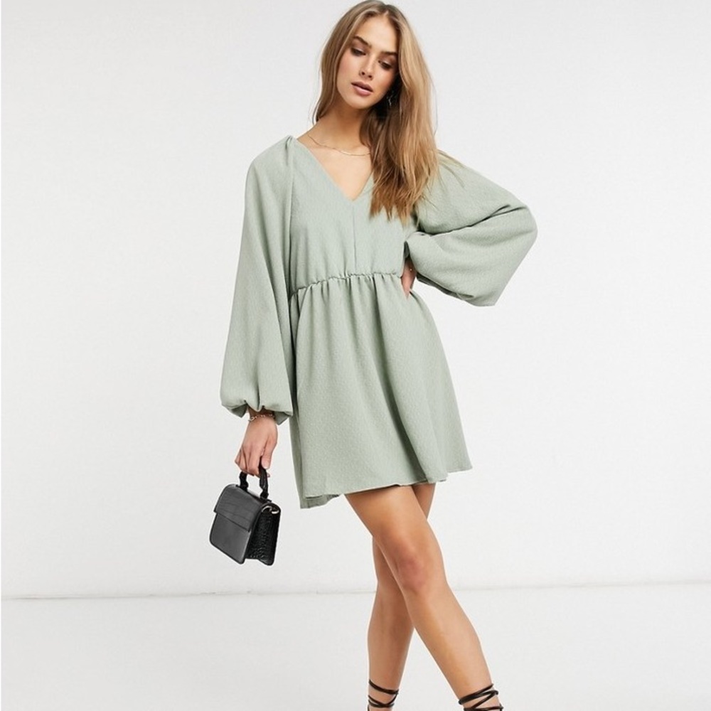 ASOS Design Textured Mini Smock Dress